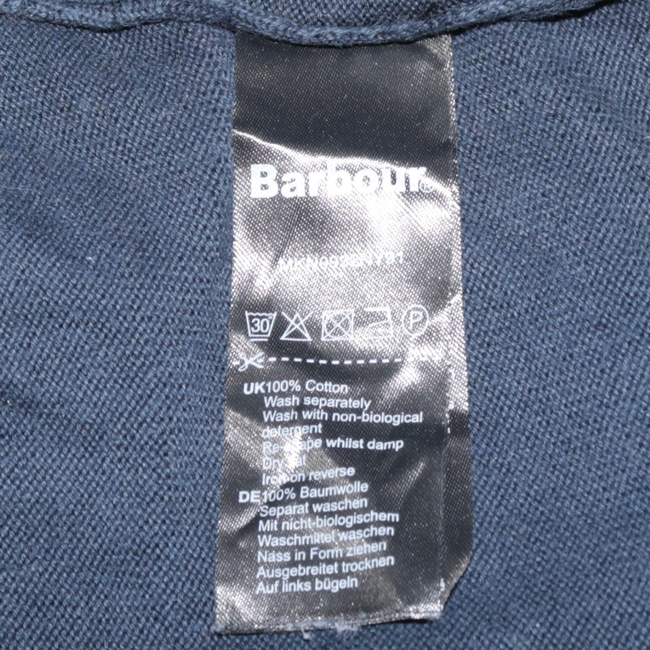 Barbour Men's Blue Cotton Crew Neck Pullover Jumper Size M