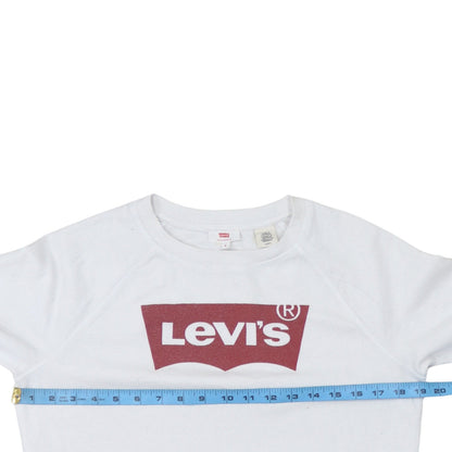 Levi's Men's White Logo Crew Neck Sweatshirt Size S Pullover