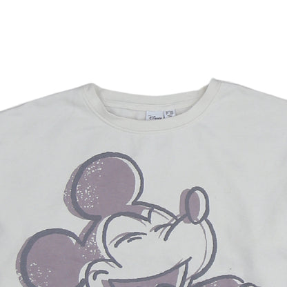 Disney Women White Mickey Mouse Pullover Sweatshirt Size L 14/16