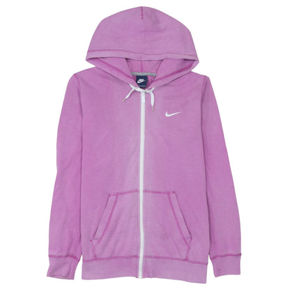 Nike Women Pink Full Zip Hoodie Size M Cotton Blend Logo Sportswear
