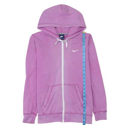 Nike Women Pink Full Zip Hoodie Size M Cotton Blend Logo Sportswear