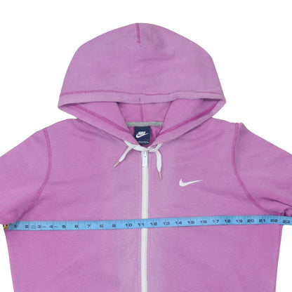 Nike Women Pink Full Zip Hoodie Size M Cotton Blend Logo Sportswear