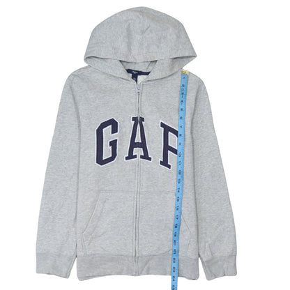 GapKids Boys Grey Full Zip Hoodie Size 13 Years Cotton Blend Logo Top