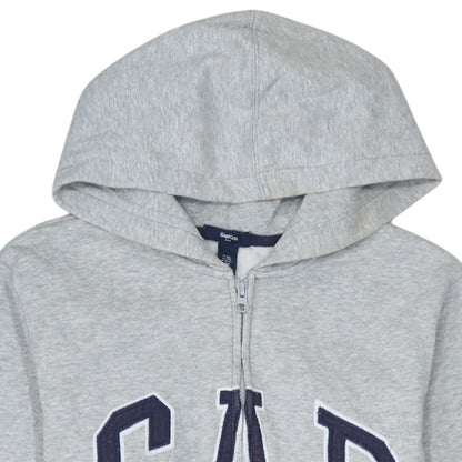 GapKids Boys Grey Full Zip Hoodie Size 13 Years Cotton Blend Logo Top