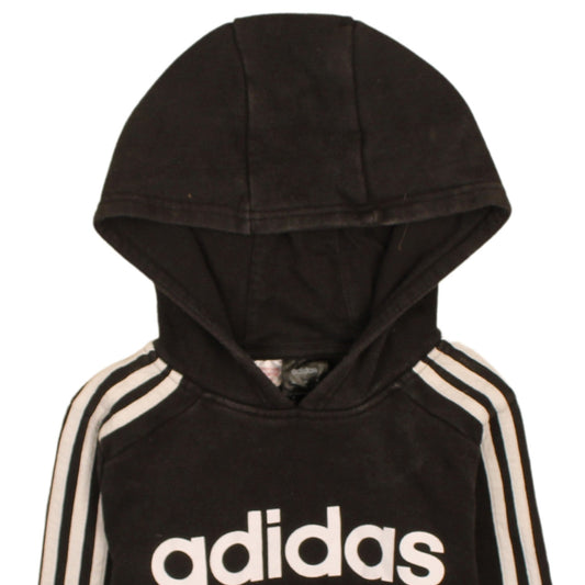 Adidas Boys Black Pullover Hoodie 9-10 Years Logo Hooded Sweatshirt