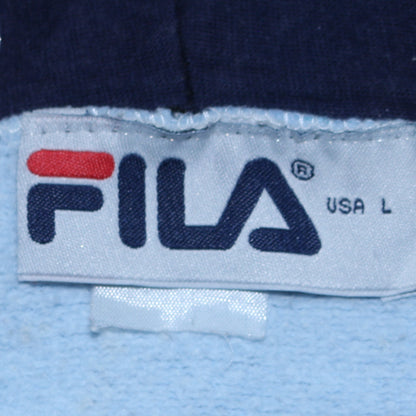 Fila Womens Light Blue Pullover Hoodie Size L Logo Embroidered
