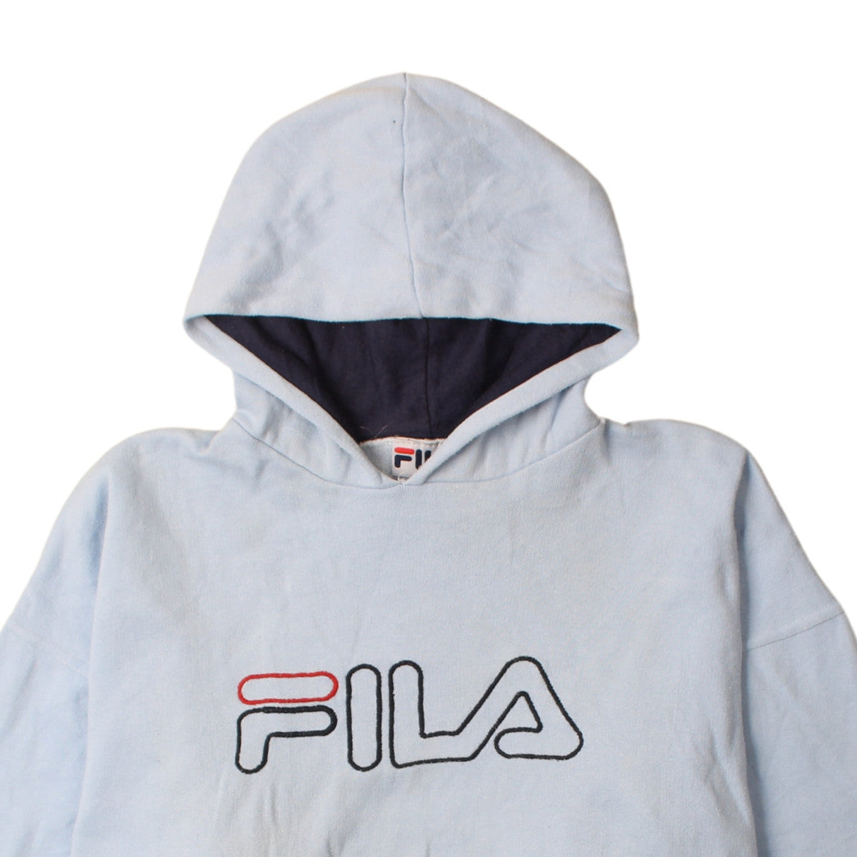 Fila Womens Light Blue Pullover Hoodie Size L Logo Embroidered