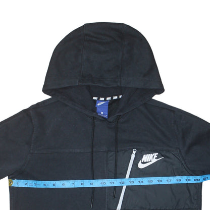 Nike Men Black Pullover Hoodie M Logo Zip Pocket Sportswear