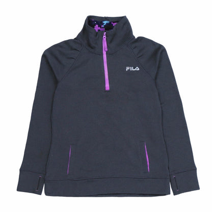 Fila Women's Black 1/4 Zip Pullover Sweatshirt Size L Sportswear