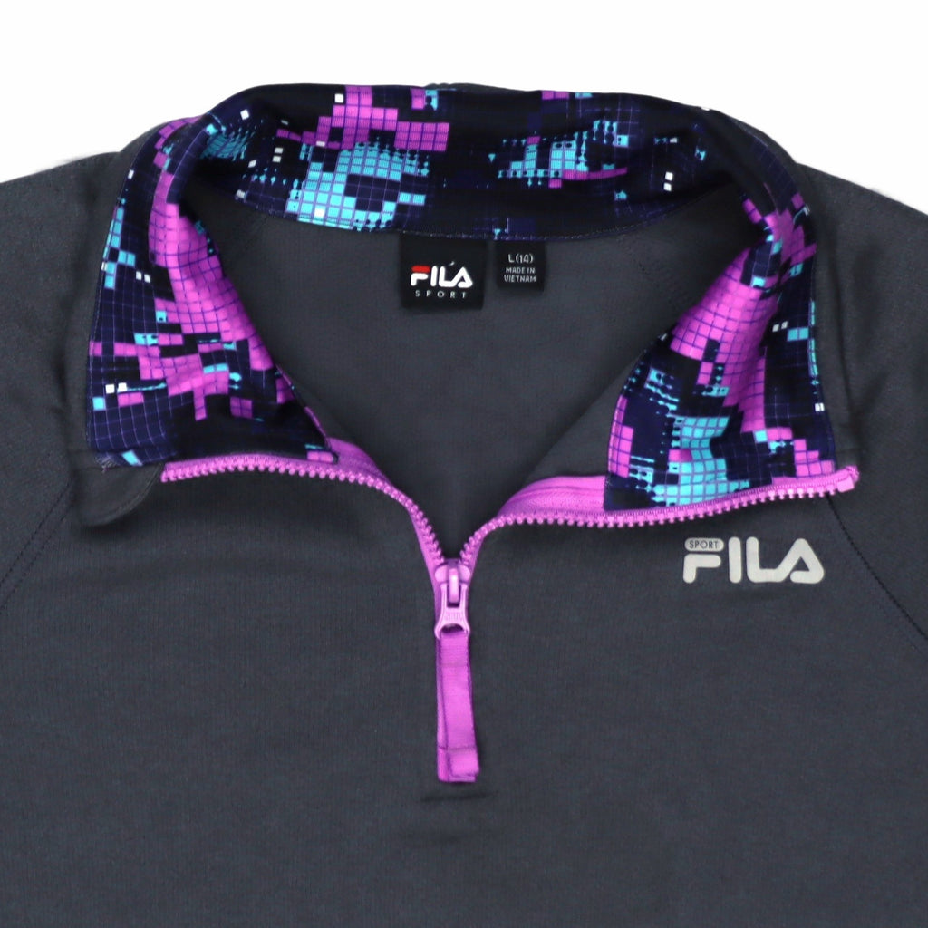 Fila Women's Black 1/4 Zip Pullover Sweatshirt Size L Sportswear