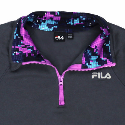Fila Women's Black 1/4 Zip Pullover Sweatshirt Size L Sportswear
