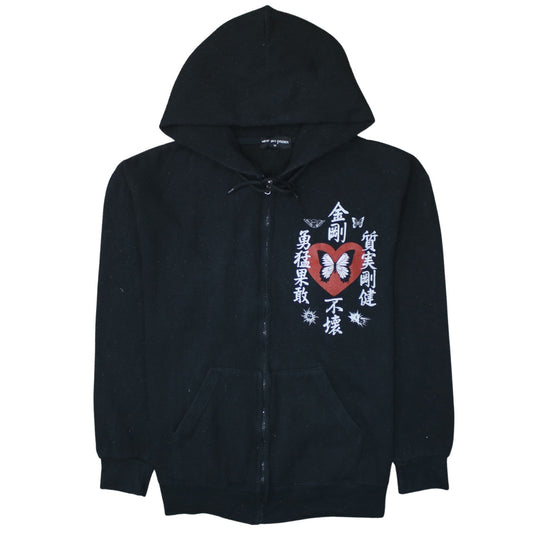 New Girl Order Womens Black Graphic Full Zip Hoodie Size 12