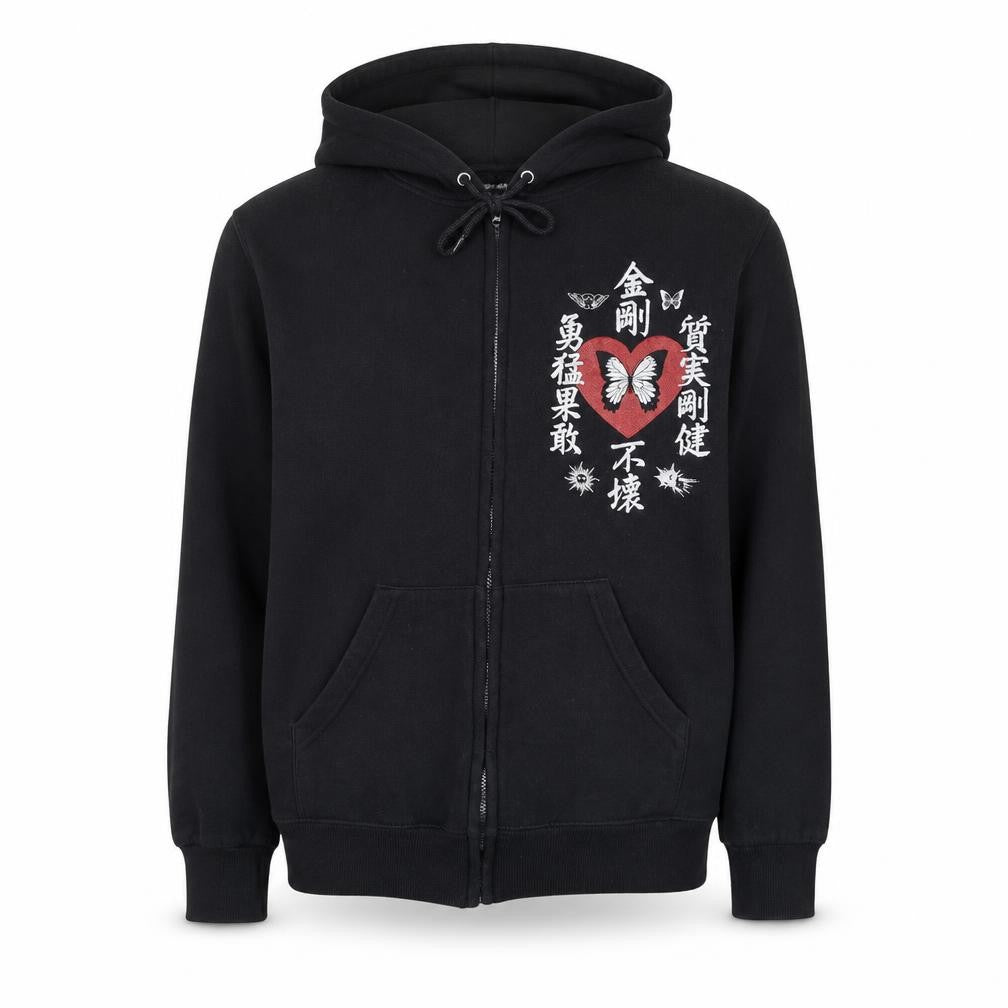 New Girl Order Womens Black Graphic Full Zip Hoodie Size 12