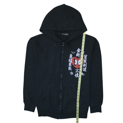 New Girl Order Womens Black Graphic Full Zip Hoodie Size 12