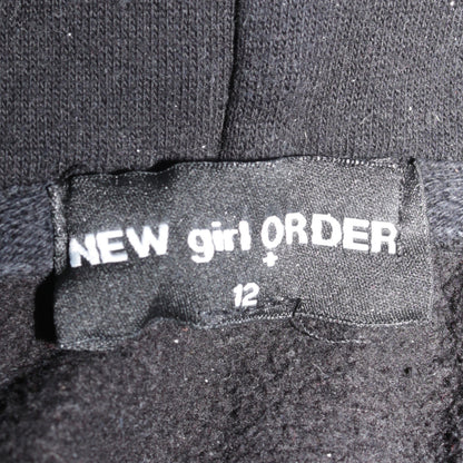New Girl Order Womens Black Graphic Full Zip Hoodie Size 12