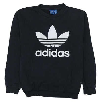 Adidas Womens Black Crew Neck Pullover Sweatshirt Size XS Classic Logo