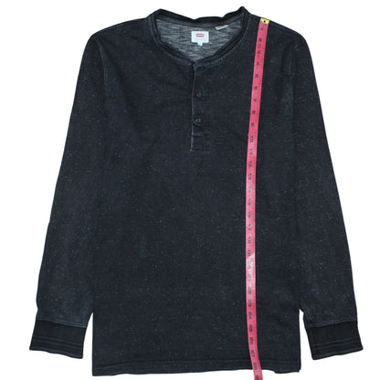 Levi's Men's Black Long Sleeve Henley Cotton T-Shirt Size L