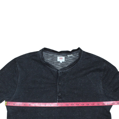 Levi's Men's Black Long Sleeve Henley Cotton T-Shirt Size L
