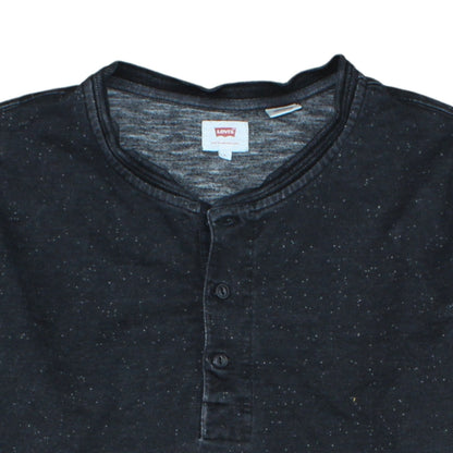 Levi's Men's Black Long Sleeve Henley Cotton T-Shirt Size L