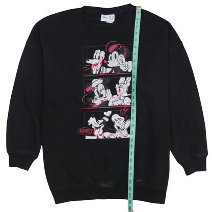 Disney Womens Black Mickey & Friends Sweatshirt Size S 10/12 100% Cotton