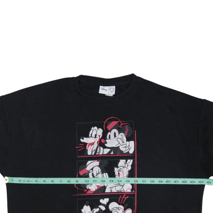 Disney Womens Black Mickey & Friends Sweatshirt Size S 10/12 100% Cotton