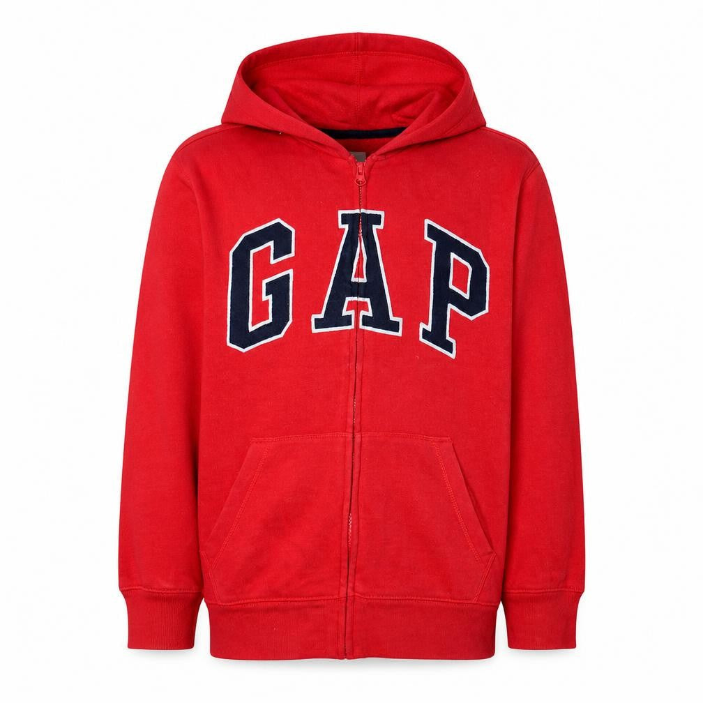 Gap Kids Boys Red Full Zip Hoodie XL 12-13 Years Cotton Blend Logo