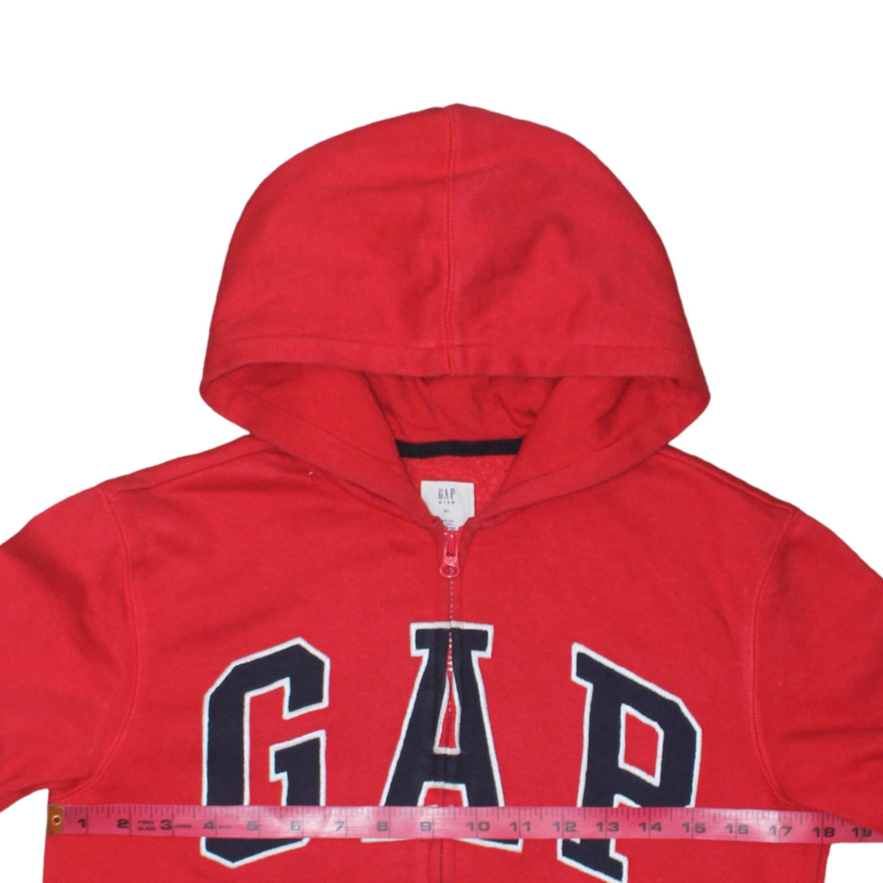 GAP Kids Boys Red Full Zip Hoodie XL 12-13 Years Cotton Blend Logo