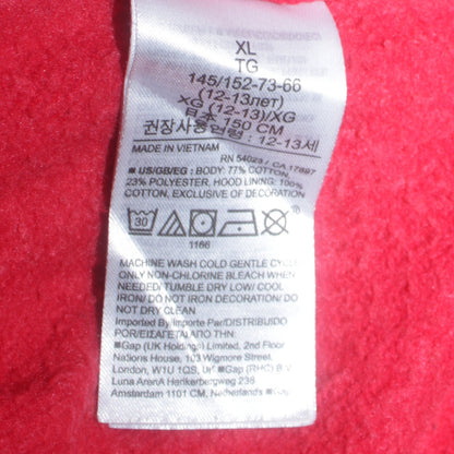 GAP Kids Boys Red Full Zip Hoodie XL 12-13 Years Cotton Blend Logo