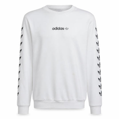 adidas Mens White XS Pullover Sweatshirt Crew Neck Logo Graphic Print