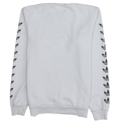 adidas Mens White XS Pullover Sweatshirt Crew Neck Logo Graphic Print