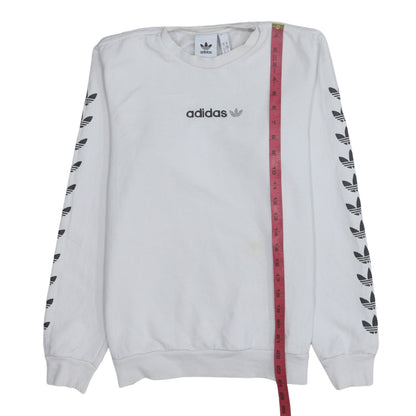 adidas Mens White XS Pullover Sweatshirt Crew Neck Logo Graphic Print
