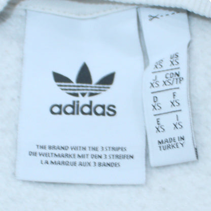 adidas Mens White XS Pullover Sweatshirt Crew Neck Logo Graphic Print