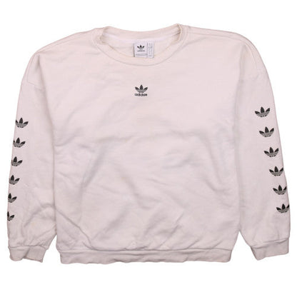 Adidas Womens Beige Crew Neck Sweatshirt Size 14 Logo Print