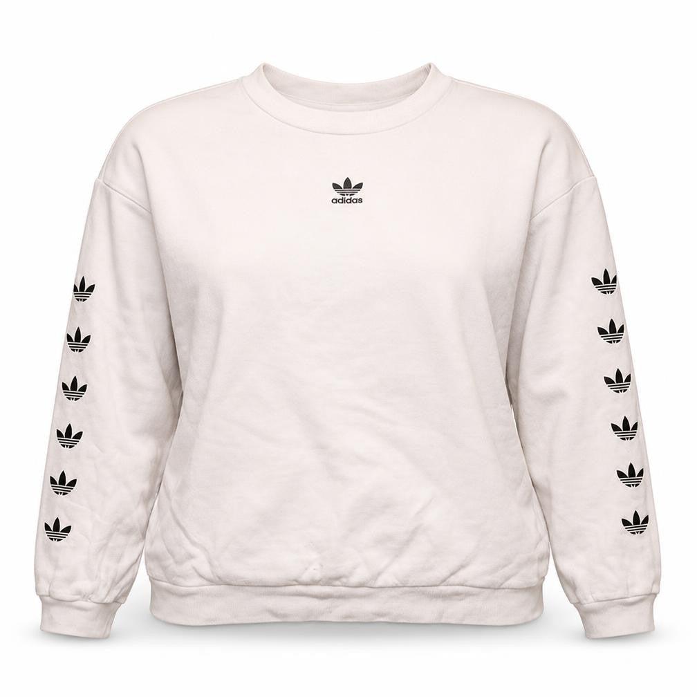 Adidas Womens Beige Crew Neck Sweatshirt Size 14 Logo Print
