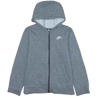 Nike Boys Grey Full Zip Hoodie L 147-158cm Classic Fleece Sweatshirt