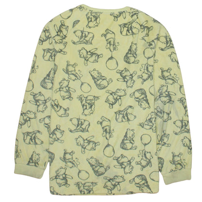 Primark Disney Winnie the Pooh Yellow Fleece Nightshirt XS Womens Long Sleeve