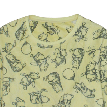 Primark Disney Winnie the Pooh Yellow Fleece Nightshirt XS Womens Long Sleeve