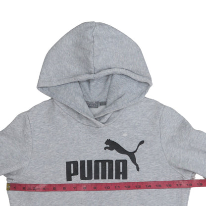 Puma Women Grey Logo Pullover Hoodie Size 12 Medium