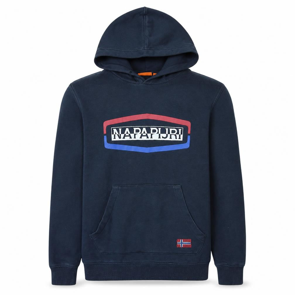 Napapijri Men's Blue Logo Pullover Hoodie Size M
