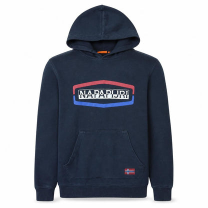 Napapijri Men's Blue Logo Pullover Hoodie Size M