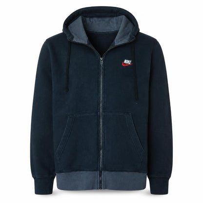 Nike Men’s Black Full Zip Hoodie S Fleece Cotton Logo Sportswear