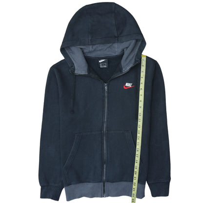 Nike Men’s Black Full Zip Hoodie S Fleece Cotton Logo Sportswear