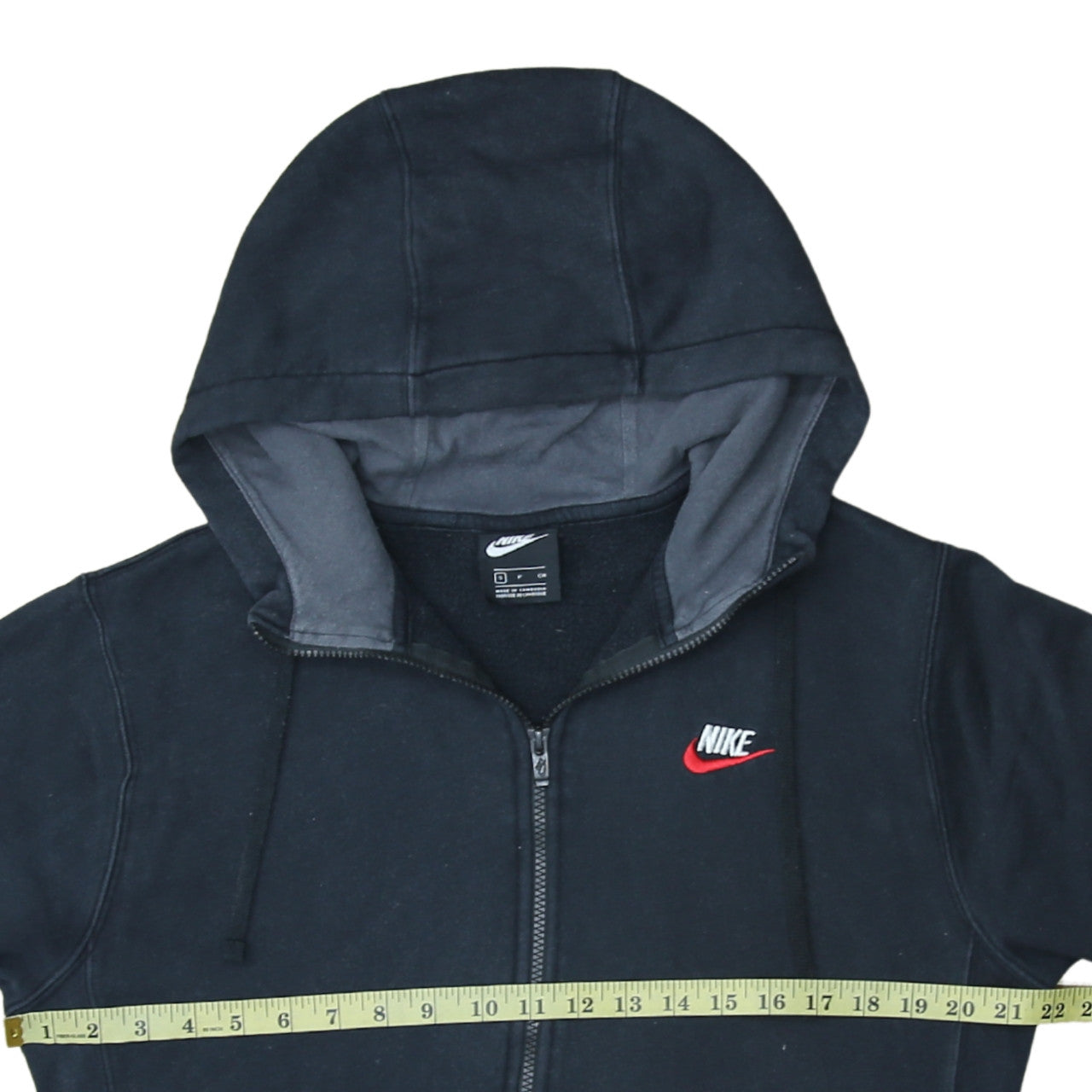 Nike Men’s Black Full Zip Hoodie S Fleece Cotton Logo Sportswear