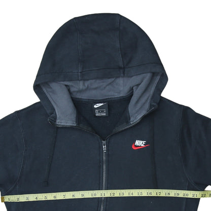 Nike Men’s Black Full Zip Hoodie S Fleece Cotton Logo Sportswear