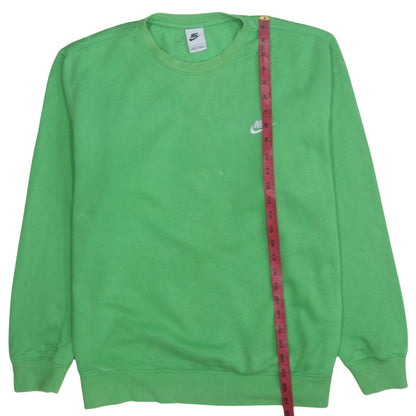 Nike Men's Green Pullover Sweatshirt L Embroidered Logo Crew Neck