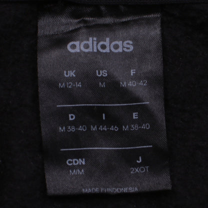 Adidas Womens Black Pullover Hoodie Size M 12-14 Logo Striped Sleeve