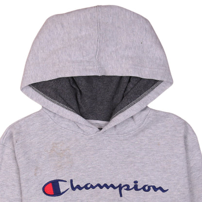 Champion Men's Grey Pullover Hoodie L Logo Fleece Sweatshirt