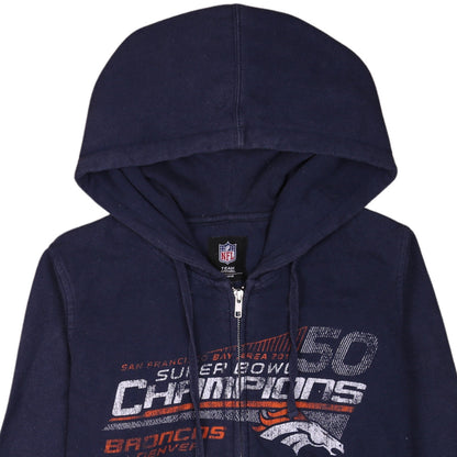 NFL Team Apparel Womens Navy Denver Broncos Full Zip Hoodie