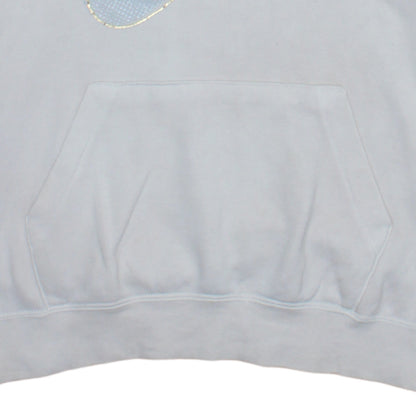 Nike Womens White Pullover Hoodie Small Logo Print Cotton Blend