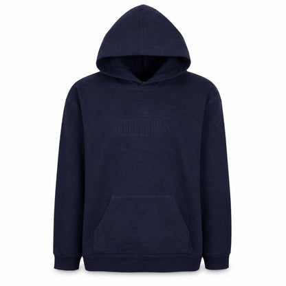 Front view of Puma Teens Blue Pullover Hoodie L Logo Fleece Sportswear